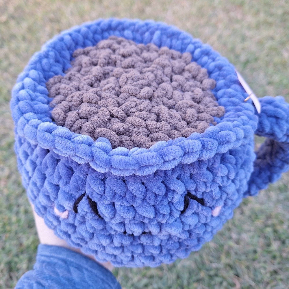 Blue Crocheted Coffee Plushie - Picture 3 of 7